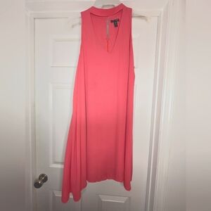 Aqua Brand 60s Style Sleeveless Collared Dress With V-Neck And Back Keyhole